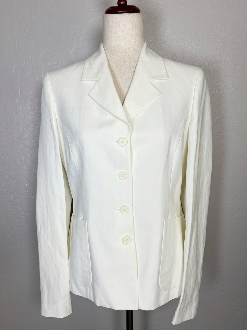 CASUAL CORNER Women’s Size 6 White Linen Blend Vintage Blazer Jacket - Picture 2 of 12